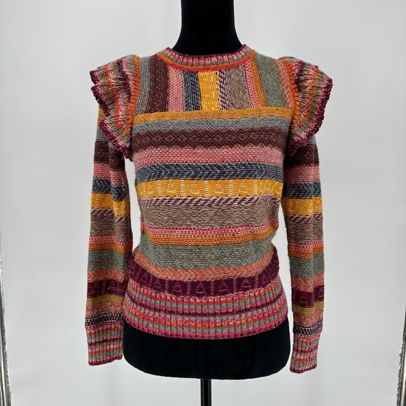 Anthropologie Pilcro Colorful Multicolor‎ Striped Knit Lalala Sweater Boho XS - Picture 3 of 9